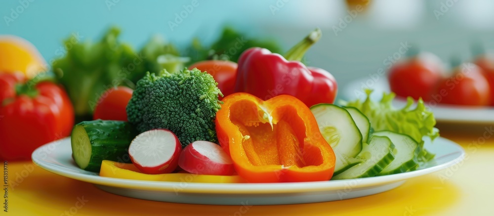 Miniature arrangement of colorful vegetables on a white plate. with copy space image. Place for adding text or design Miniature arrangement of colorful vegetables on a white plate. with copy space image. Place for adding text or design