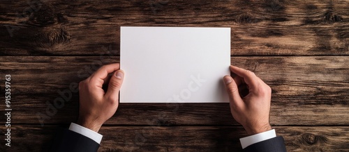 Male hands holding a blank ...