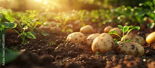 potatoes in a field shallow...