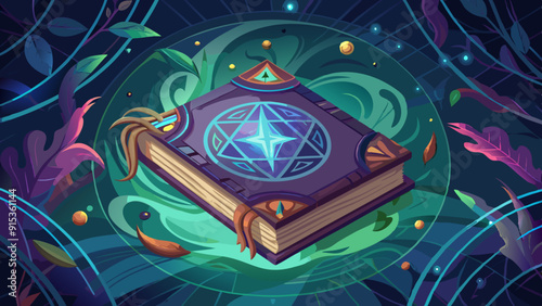 Magical Spellbook with Star Emblem and Glowing Aura