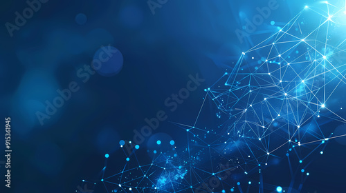 Abstract blue background with a network of glowing lines and dots, representing connections and data flow.