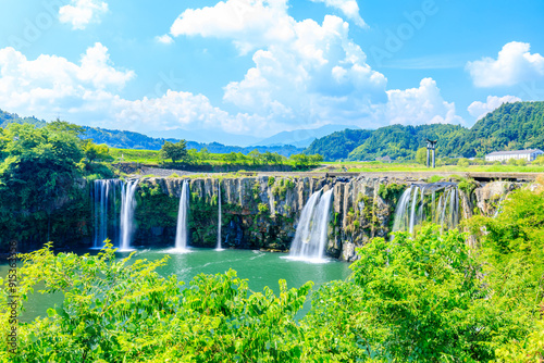 夏の原尻の滝　大分県豊後大野市　Harajiri Falls in summer. Oita Pref, Bungoono City. photo