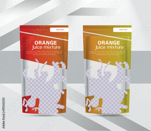 orange juice product packaging stand up pouch design