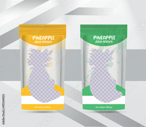 pineapple juice product packaging stand up pouch design