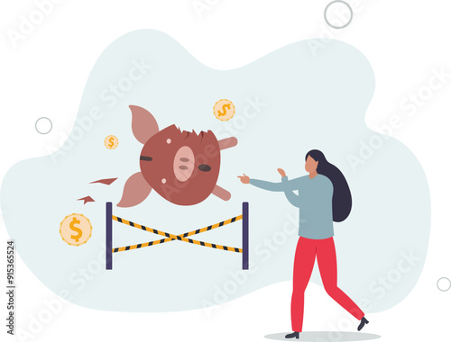 Overspending financial mistake, money lost in investment or stock market crash causing bankruptcy in economic crisis concept.flat design with people.