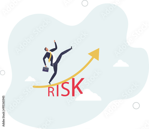 High risk high return stock market investment, trade off of risky investment asset rewarding growth return concept.flat design with people.