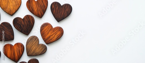 Wooden hearts set against a...