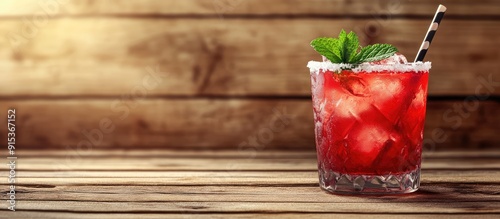 Red cocktail with copy spac...