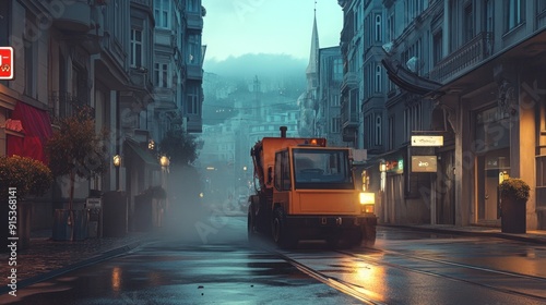 Foggy Street in the City