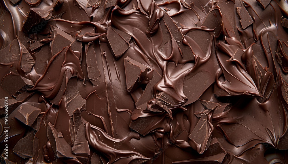Rich Textured Dark Brown Chocolate Evenly Spread as Luxurious Background, Gourmet Delight Rich Textured Dark Brown Chocolate Evenly Spread as Luxurious Background, Gourmet Delight