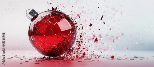 Shattered red Christmas gla...
