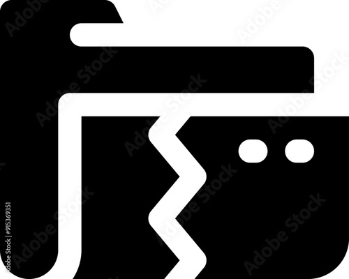 broken folder icon. vector glyph icon for your website, mobile, presentation, and logo design.