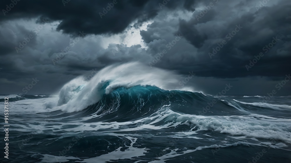 Dramatic seascape photograph featuring a turbulent ocean under a stormy sky. The layout is horizontal, capturing the vast expanse of the sea and sky Dramatic seascape photograph featuring a turbulent ocean under a stormy sky. The layout is horizontal, capturing the vast expanse of the sea and sky