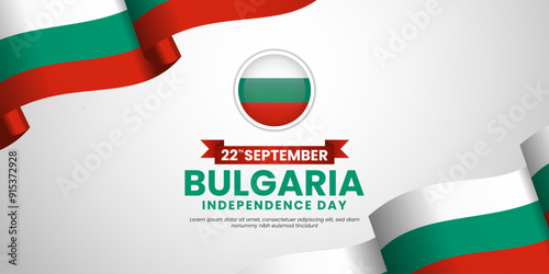 Bulgaria independence day banner design template flag and text on white background. September 22nd
