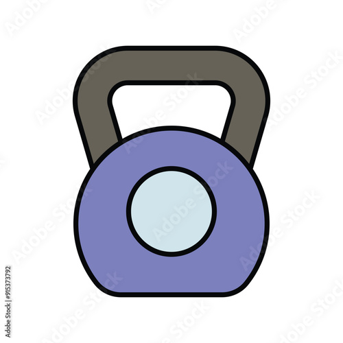 kettle bell color line icon with white background vector stock illustration
