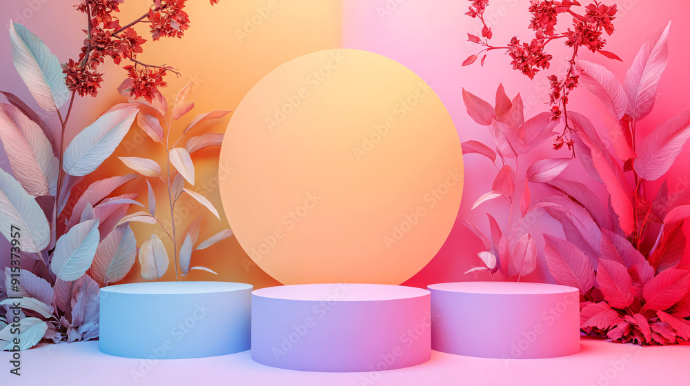 Fototapeta premium podium backdrop for product display with pastel and dreamy colors background