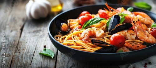 Seafood Spaghetti. with cop...