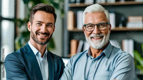 portrait of two businessmen smiling face 