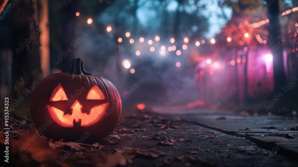 Halloween haunted trail, spooky atmosphere, vibrant colors, inviting Halloween haunted trail, spooky atmosphere, vibrant colors, inviting