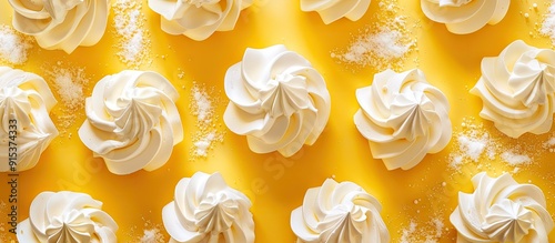 Sweet meringue on a yellow ...