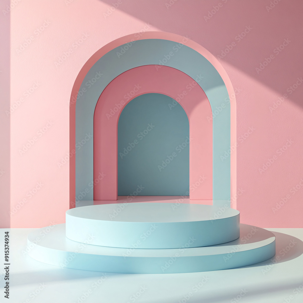 podium backdrop for product display with pastel and dreamy colors background podium backdrop for product display with pastel and dreamy colors background