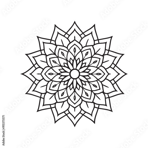 Mandala pattern or Simple Floral Ideas for Coloring book page