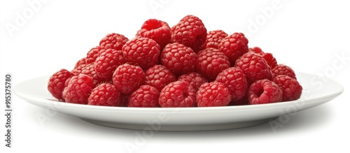 A plate piled with red rasp...