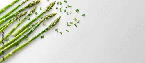 Fresh asparagus on a white ...