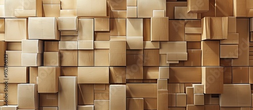 stacked cardboard boxes set...