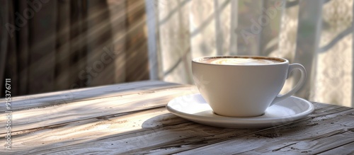 a coffee cup on a saucer pl...