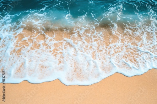 Soft waves froth on sun-kissed sands as the sun glimmers over a tranquil tropical beach