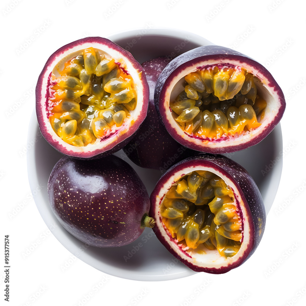 Passion fruit, in various container, photograph, studio toning, 4k, single object, isolated on white background. Passion fruit, in various container, photograph, studio toning, 4k, single object, isolated on white background.