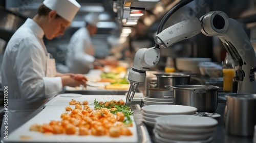 Fototapeta Naklejka Na Ścianę i Meble -  Robot Chef in a Restaurant Kitchen