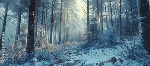 Winter larch woodland and a...