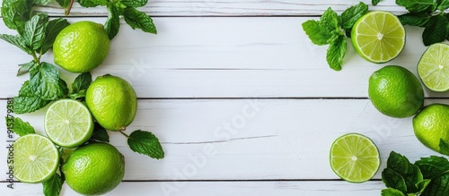 Sliced and whole limes alon...