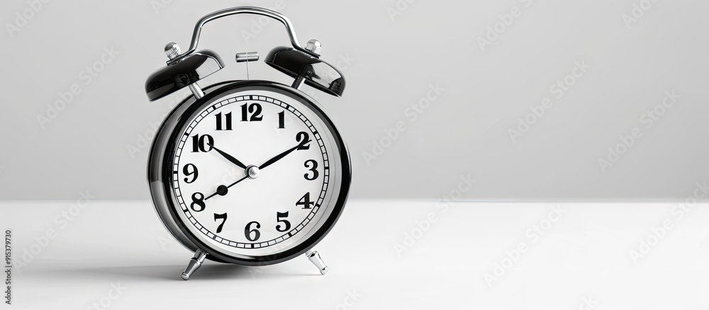 Alarm clock isolated on a white background with selective focus. with copy space image. Place for adding text or design