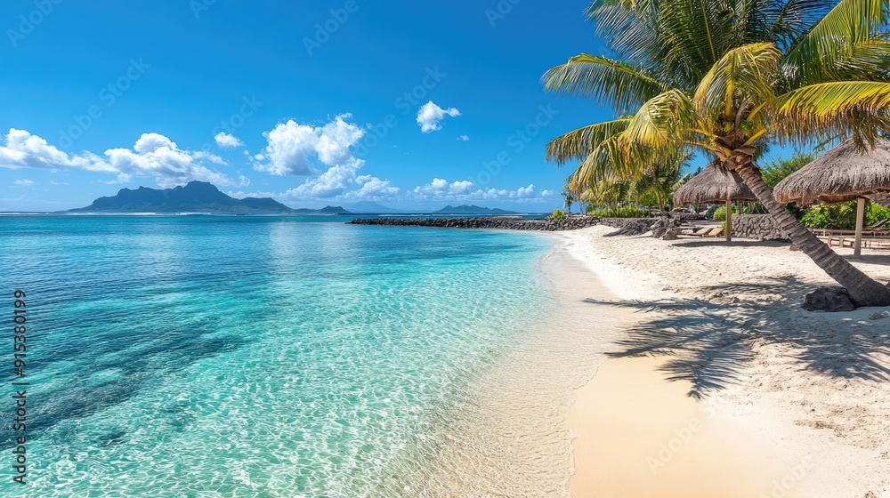 Fototapeta premium Turquoise water gently lapping on idyllic tropical beach