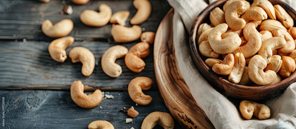Fototapeta premium salted cashew nuts. with copy space image. Place for adding text or design