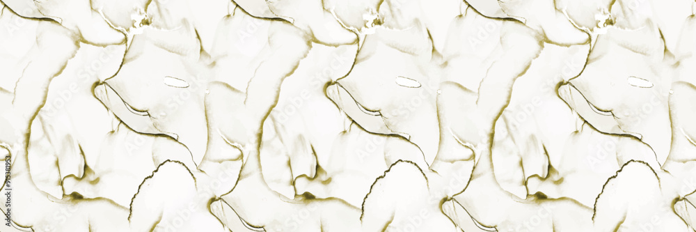 Naklejka premium Gold Marble Ink Repeat. Marble Ink Background. Light Elegant Glitter. White Alcohol Ink Repeat. Light Grunge Background. Gold Oil Paint. Foil Golden Background. Gold Luxury Seamless Painting.