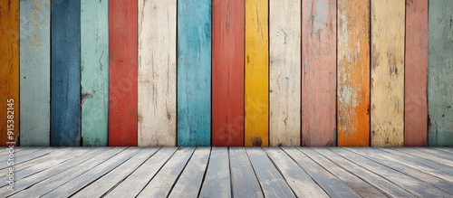 Wooden wall painted in vari...