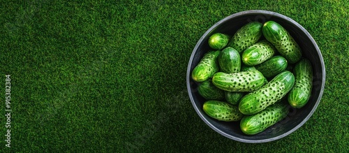 Freshly picked cucumbers in...