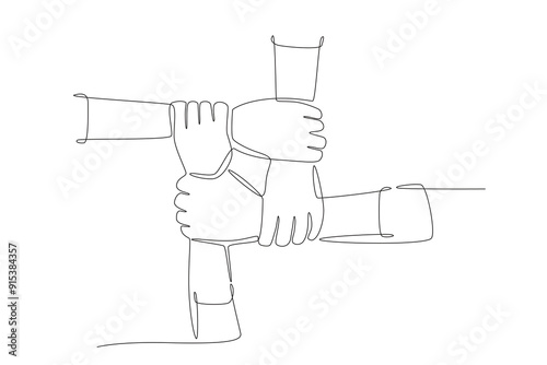 Helping hands. Community concept one-line drawing