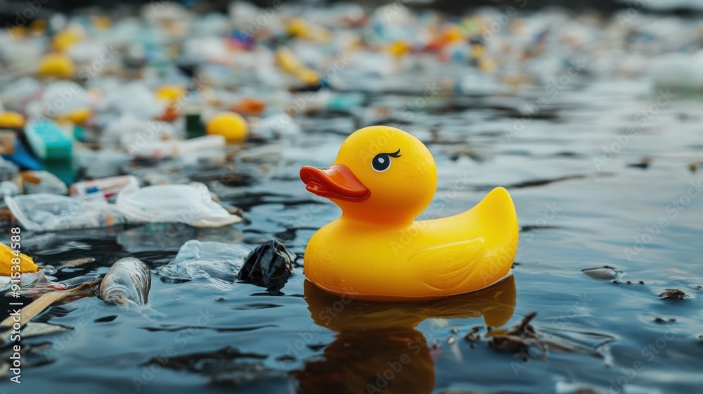 Yellow Rubber Duck Amidst Pollution Yellow Rubber Duck Amidst Pollution