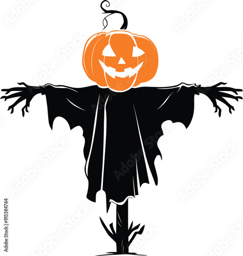 halloween pumpkin scarecrow illustration