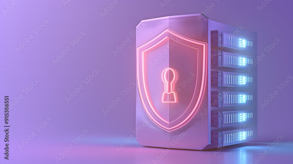 Abstract data security concept with glowing shield and secure server. Cybersecurity and data protection illustration. Abstract data security concept with glowing shield and secure server. Cybersecurity and data protection illustration.