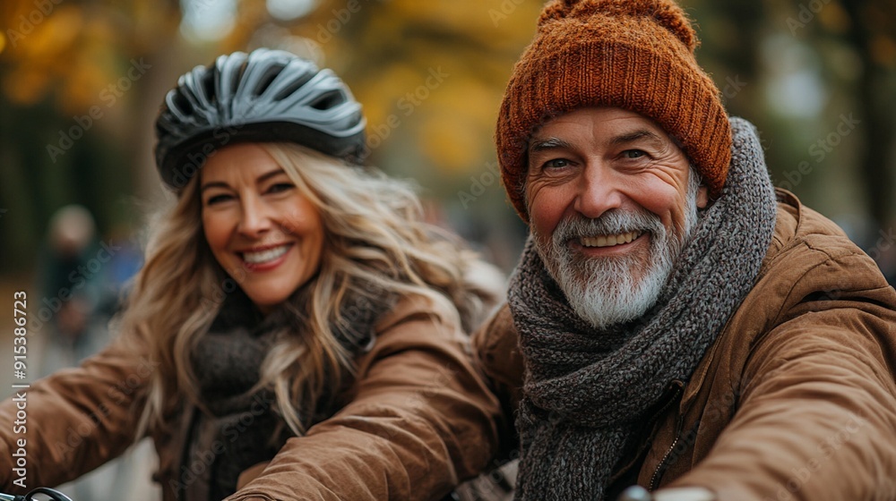Set of images featuring happy mature couples riding bikes, perfect for elderly and active visuals, isolated on transparent background, Generative AI Set of images featuring happy mature couples riding bikes, perfect for elderly and active visuals, isolated on transparent background, Generative AI