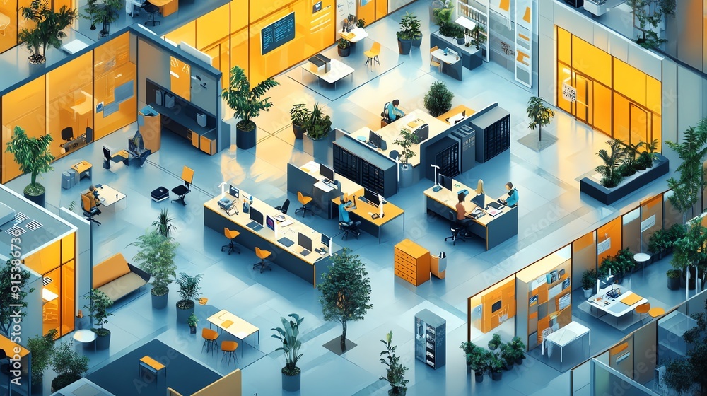 Modern Office Interior Design With Plants and Natural Light. Modern Office Interior Design With Plants and Natural Light.