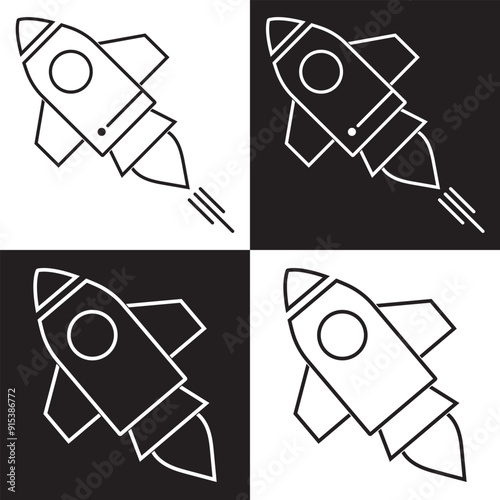 Rocket icon. Simple outline rocket signs set. Rocket launched icon. Vector illustration. EPS 10
