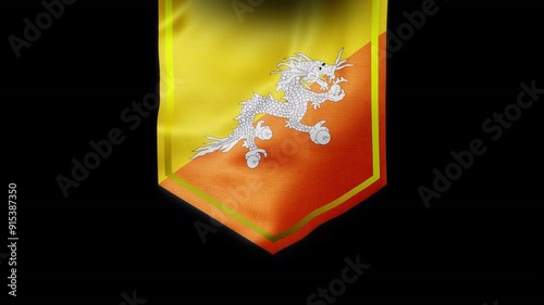 Bhutan Flag Banner, Animation.Full HD 1920×1080. 07 Second Long. Transparent Alpha Video. photo