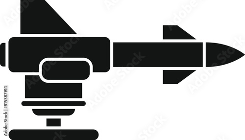 Black glyph icon of a military rocket launcher aiming at a target
